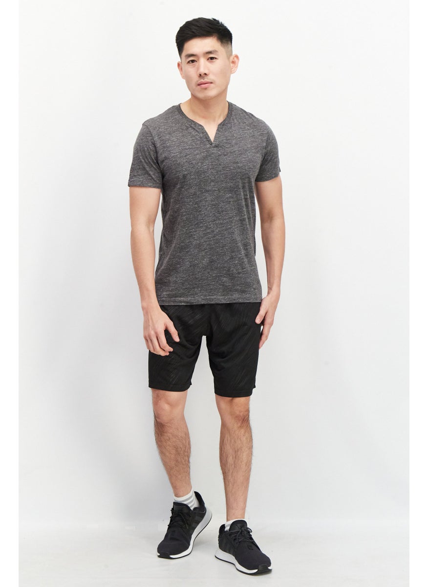 90 Degree By Reflex Men Sportswear Fit Drawstring Embossed Print Training Short, Black  - Image 4