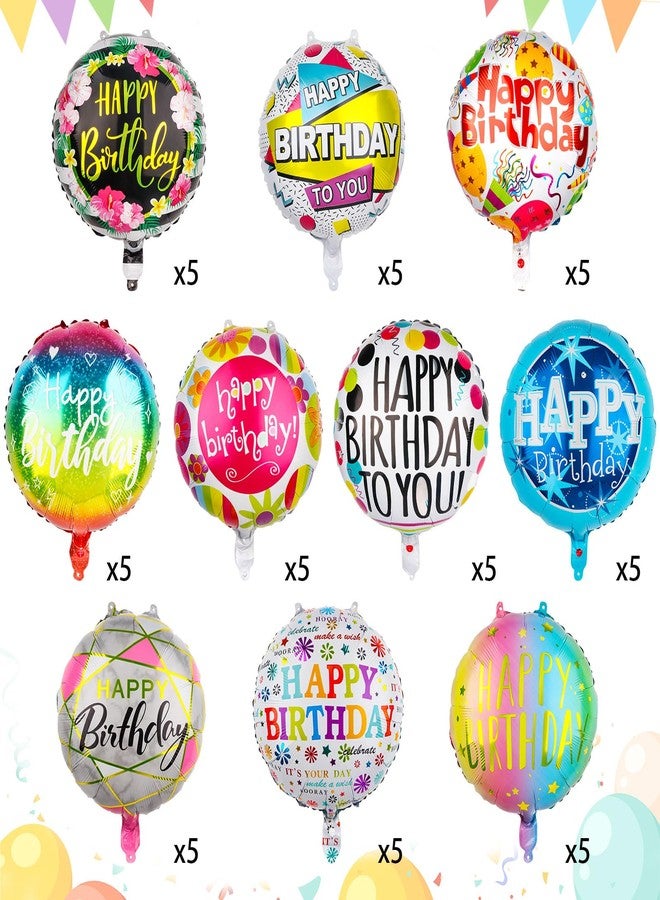 Fowecelt 50 Pcs Happy Birthday Party Aluminum Foil Balloons 18 Inches Round Foil Helium Floating Mylar Balloons for Kids Birthday Parties Decorations Baby Shower Supplies - Image 5