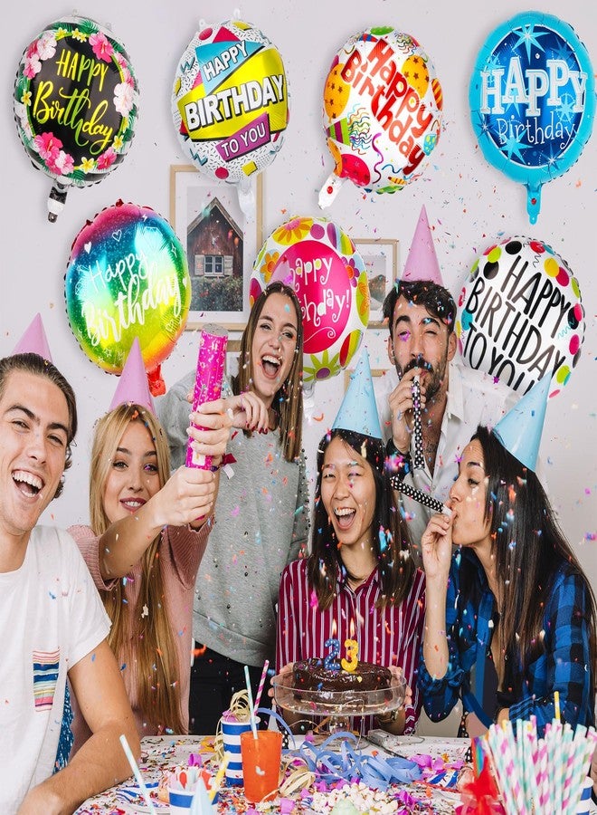 Fowecelt 50 Pcs Happy Birthday Party Aluminum Foil Balloons 18 Inches Round Foil Helium Floating Mylar Balloons for Kids Birthday Parties Decorations Baby Shower Supplies - Image 4