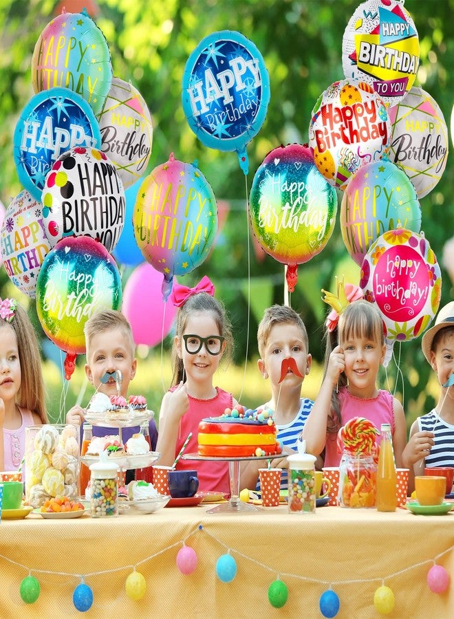 Fowecelt 50 Pcs Happy Birthday Party Aluminum Foil Balloons 18 Inches Round Foil Helium Floating Mylar Balloons for Kids Birthday Parties Decorations Baby Shower Supplies - Image 3
