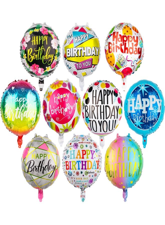 Fowecelt 50 Pcs Happy Birthday Party Aluminum Foil Balloons 18 Inches Round Foil Helium Floating Mylar Balloons for Kids Birthday Parties Decorations Baby Shower Supplies - Image 1