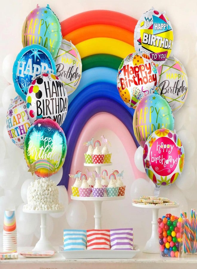 Fowecelt 50 Pcs Happy Birthday Party Aluminum Foil Balloons 18 Inches Round Foil Helium Floating Mylar Balloons for Kids Birthday Parties Decorations Baby Shower Supplies - Image 2