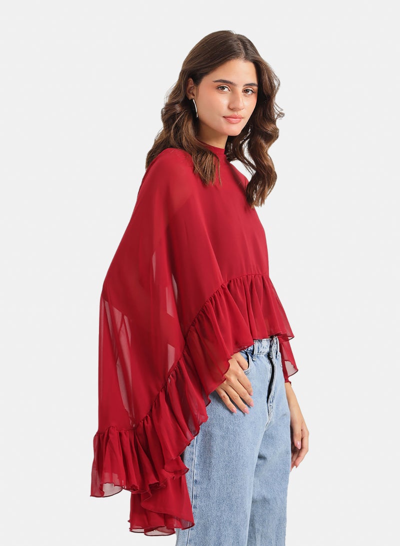 Carina Ruffle Detail Cape Poncho - Image 2