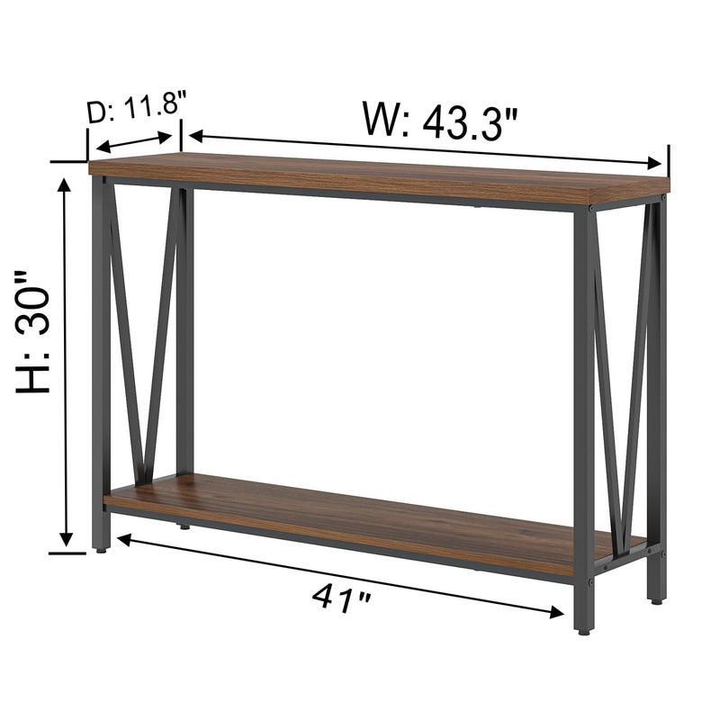 FOLUBAN Entryway Table, Narrow Console Table, Modern Sofa Table for Living Room, Hallway, Behind Couch (Rustic Walnut) - Image 3