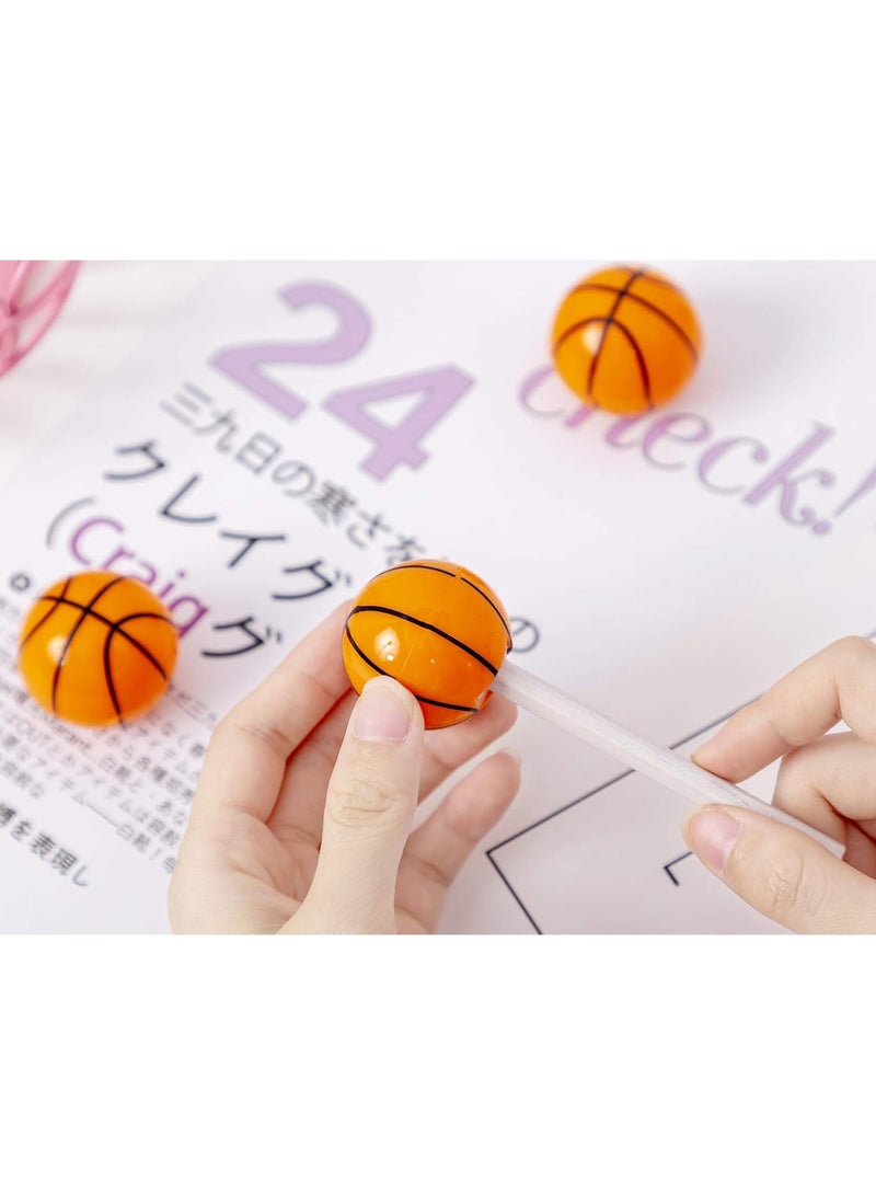 براية مبراة أقلام رصاص يمكن حملها على شكل كرة السلة، 4 قطع للوازم المدرسية والاستخدام في الفصل الدراسي، مبراة فعالة للطلاب - Image 3