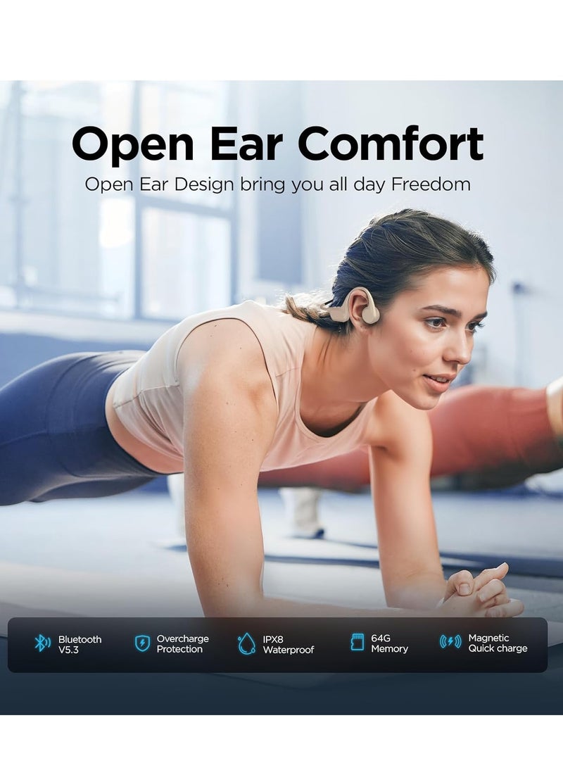 ساناج SANAG B60SPro Max Bone Conduction Headphones Open Ear Wireless Swimming Headphones Built-in 64GB Memory IPX8 Waterproof Sport Earphones Noise Reduction 10H Playtime for Gym Running Cycling(Orange) - Image 5