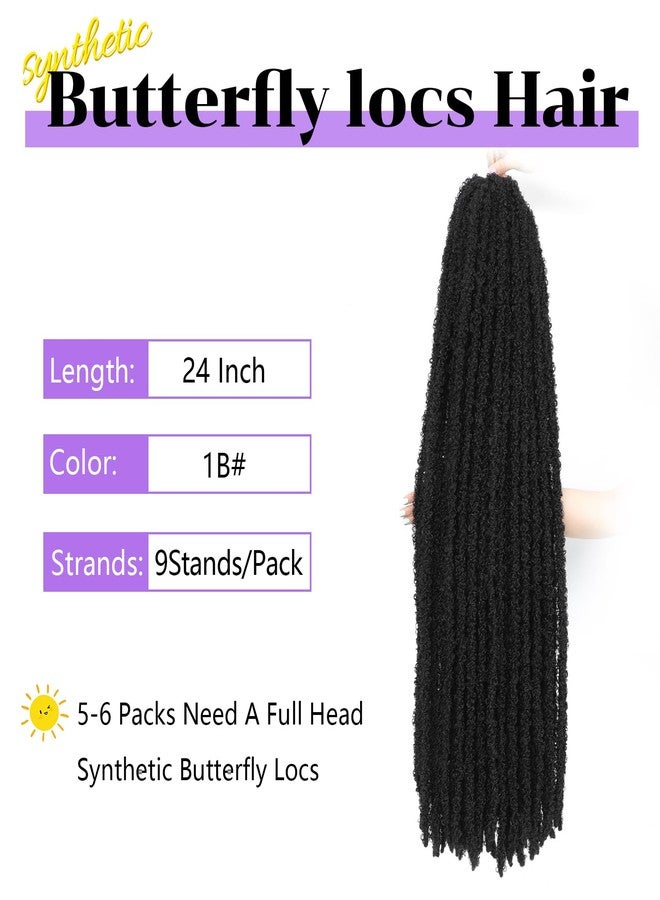 Forevery Butterfly Locs Crochet Hair 24 Inch Fairy Butterfly Locs 6 Packs Distressed Locs Pre Looped Crochet Hair for Black Women Crochet Butterfly Locs for Daily (24 Inch-6 Packs-1B) - Image 2