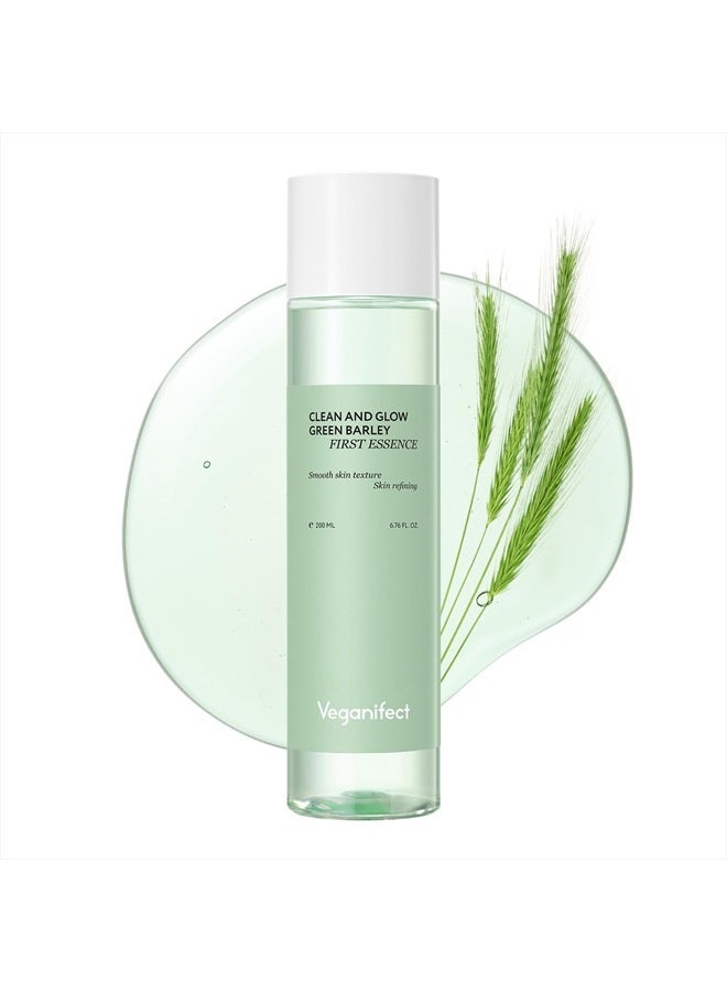 VEGANIFECT Veganifect Clean and Glow Green Barley First Essence, Vegan Certified, Non-Sticky, Hydrating, Rice Bran Water, Beta-glucan, Uncented, 6.76 Fl Oz  - Image 1