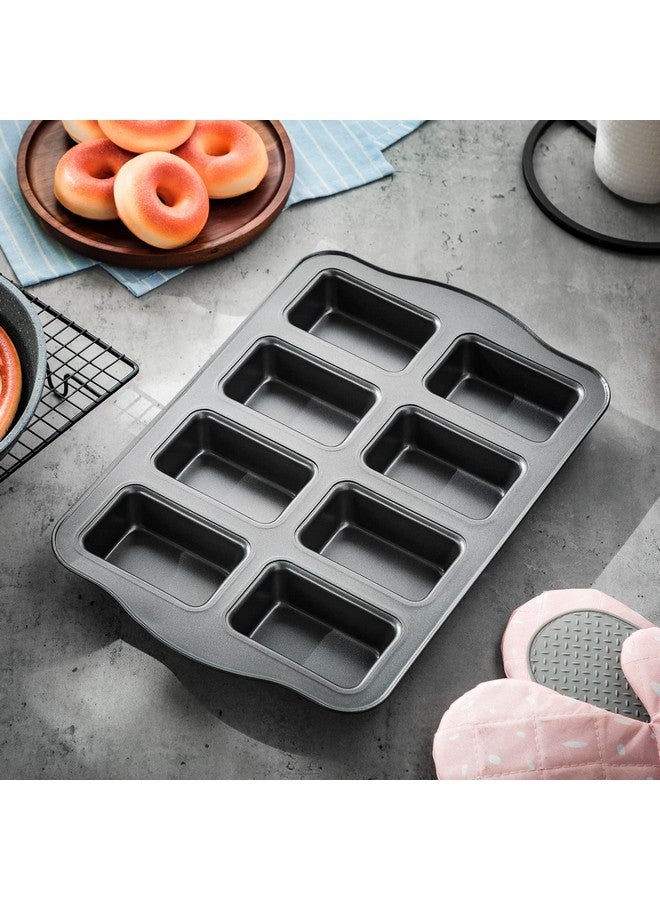Yinder 4 Pcs Mini Loaf Pan, Carbon Steel with Non-Stick Coating, Rectangular, 17 x 9.45 x 1.18 Inch, Black Gray - Image 4