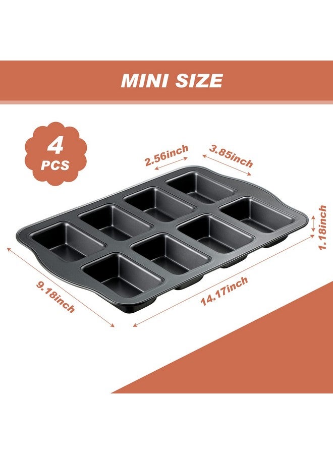 Yinder 4 Pcs Mini Loaf Pan, Carbon Steel with Non-Stick Coating, Rectangular, 17 x 9.45 x 1.18 Inch, Black Gray - Image 2