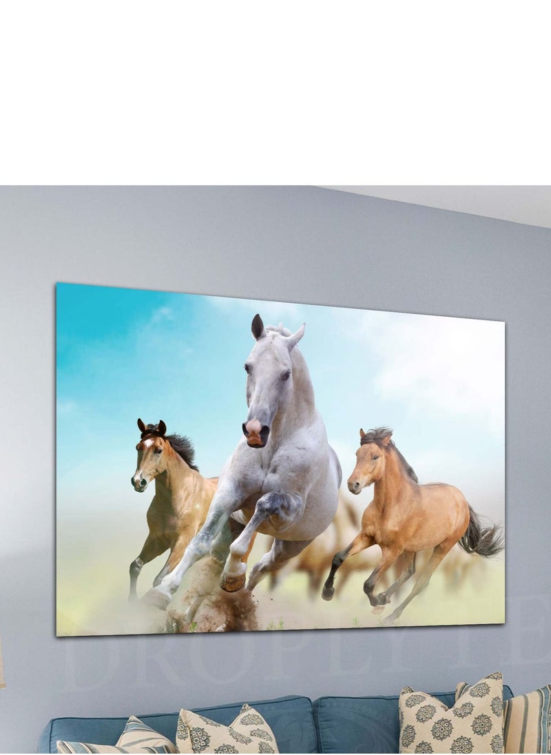 Droplyte - Beautiful Running Horses Decorative Wall Art Wall Decor Card Board MDF Home Decor  For Drawing Room, Living Room, Bedroom, Kitchen or Office 60CM x 40CM - Image 1