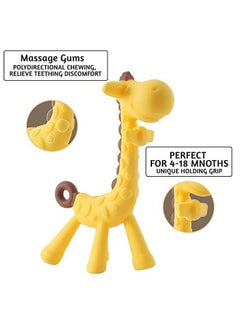 BabyGo Baby Silicone Teether Giraffe Teething Toys Hand Chewing Soother Toddler For Baby (Yellow)  - Image 3