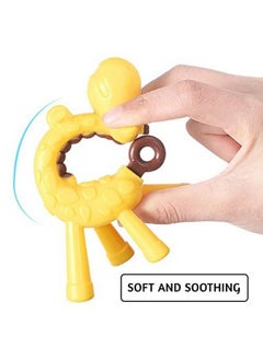 BabyGo Baby Silicone Teether Giraffe Teething Toys Hand Chewing Soother Toddler For Baby (Yellow)  - Image 5