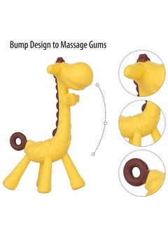BabyGo Baby Silicone Teether Giraffe Teething Toys Hand Chewing Soother Toddler For Baby (Yellow)  - Image 4