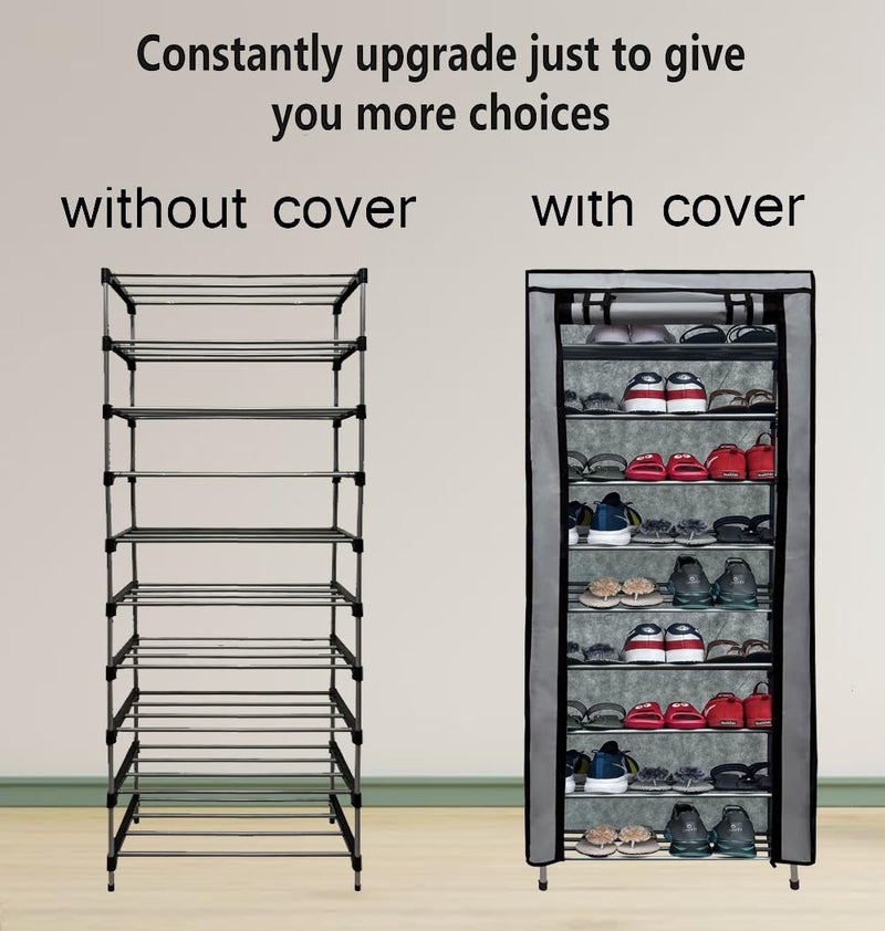 PHILOSHOP PHILOSHOP MultiPurpose Shoe Rack 9 Tier GreyMetal - Image 4