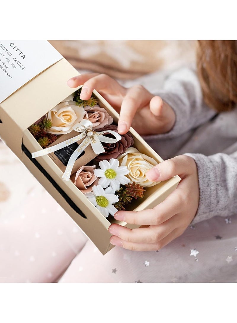 ARNOTEC Scented Candles, Natural Soy Wax, Artificial Flower, Gift Set, Scented Candles for Women, Wedding, Valentine's Day, Christmas, Mother's Day (Rose) - Image 3