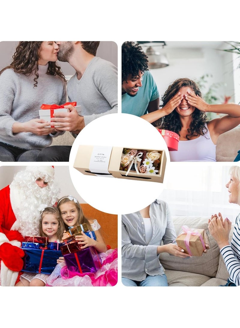 ARNOTEC Scented Candles, Natural Soy Wax, Artificial Flower, Gift Set, Scented Candles for Women, Wedding, Valentine's Day, Christmas, Mother's Day (Rose) - Image 5