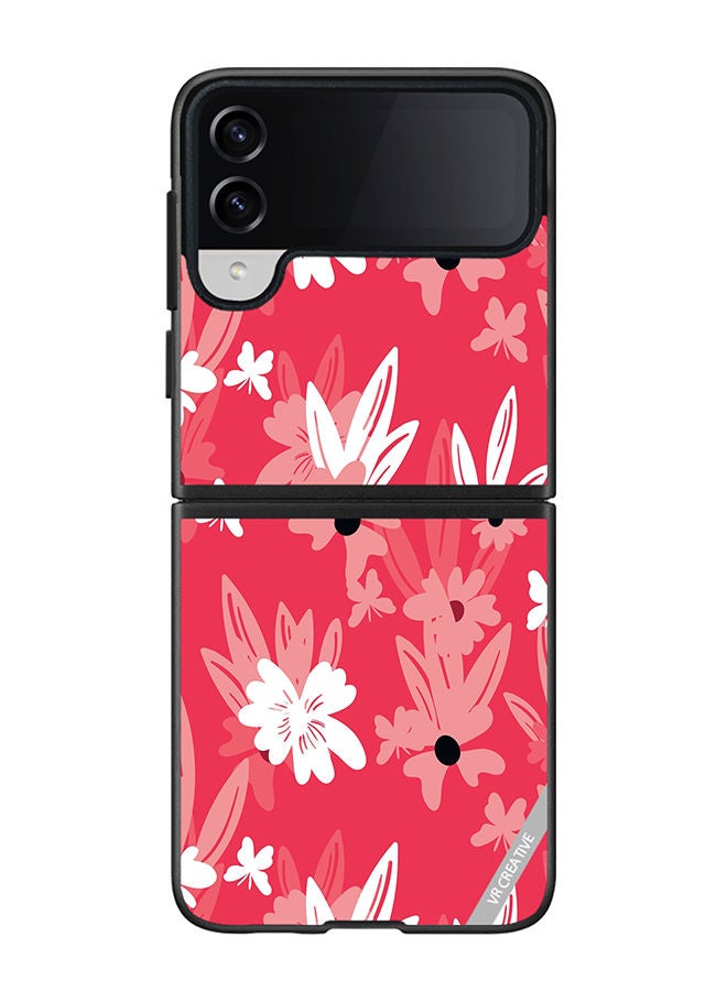 VR CREATIVE Protective Case Cover For Samsung Galaxy Z Flip4 Floral Pattern Based On Traditional Folk Art Ornaments Design Multicolour - Image 1