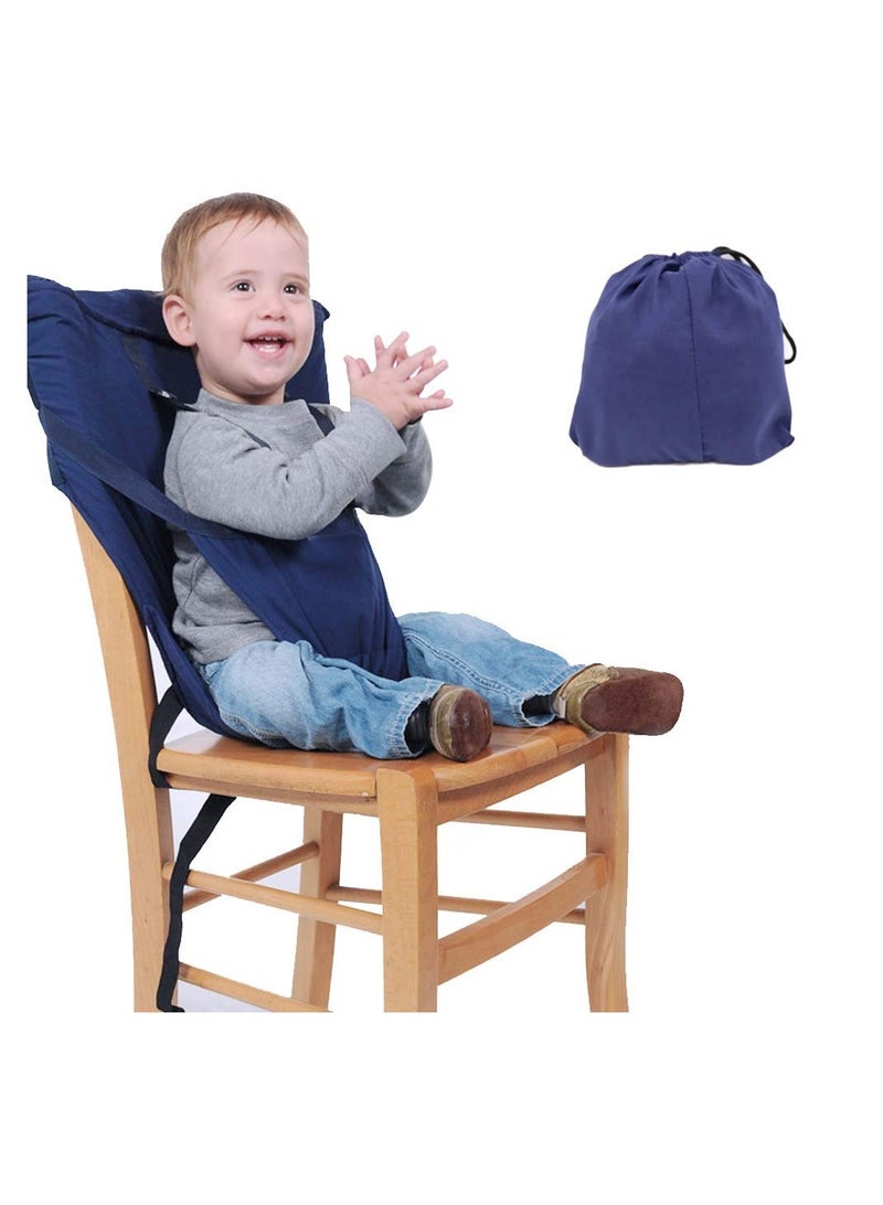 SOLARAE Toddler High Chair Seat Cover, Portable Baby Dining Chair Safety Harness for Feeding Baby Suitable for Most Chairs (Dark Blue) - Image 1
