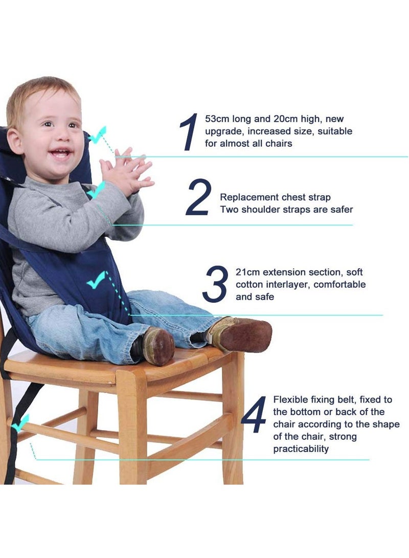 SOLARAE Toddler High Chair Seat Cover, Portable Baby Dining Chair Safety Harness for Feeding Baby Suitable for Most Chairs (Dark Blue) - Image 3