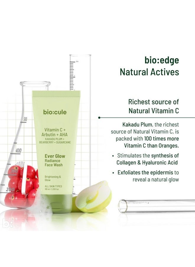 Biocule Ever Glow Radiance Face Wash For Glowing & Even Skin Tone, With Vitamin C From Kakadu Plum, Arbutin From Bearberry & Glycolic Acid From Sugarcane, Glow Face Wash For All Skin Types, 15Ml  - Image 4