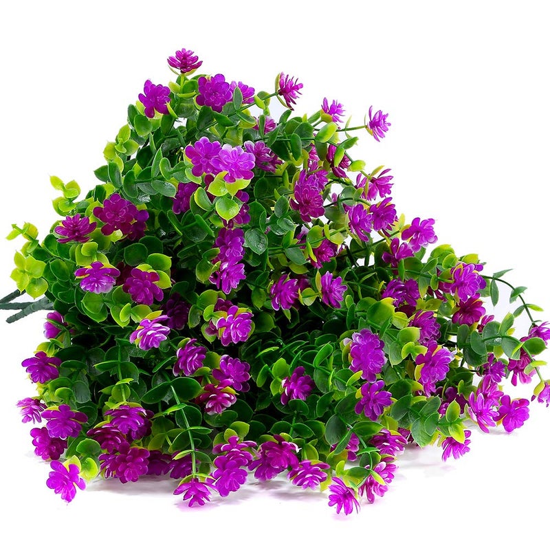 TEMCHY Artificial Flowers, Fake Outdoor UV Resistant Boxwood Shrubs Faux Plastic Greenery Plants for Outside Hanging Planter Patio Yard Wedding Indoor Home Kitchen Farmhouse Decor(Magenta) - Image 4