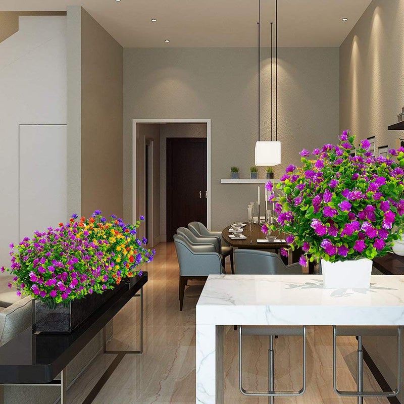 TEMCHY Artificial Flowers, Fake Outdoor UV Resistant Boxwood Shrubs Faux Plastic Greenery Plants for Outside Hanging Planter Patio Yard Wedding Indoor Home Kitchen Farmhouse Decor(Magenta) - Image 5