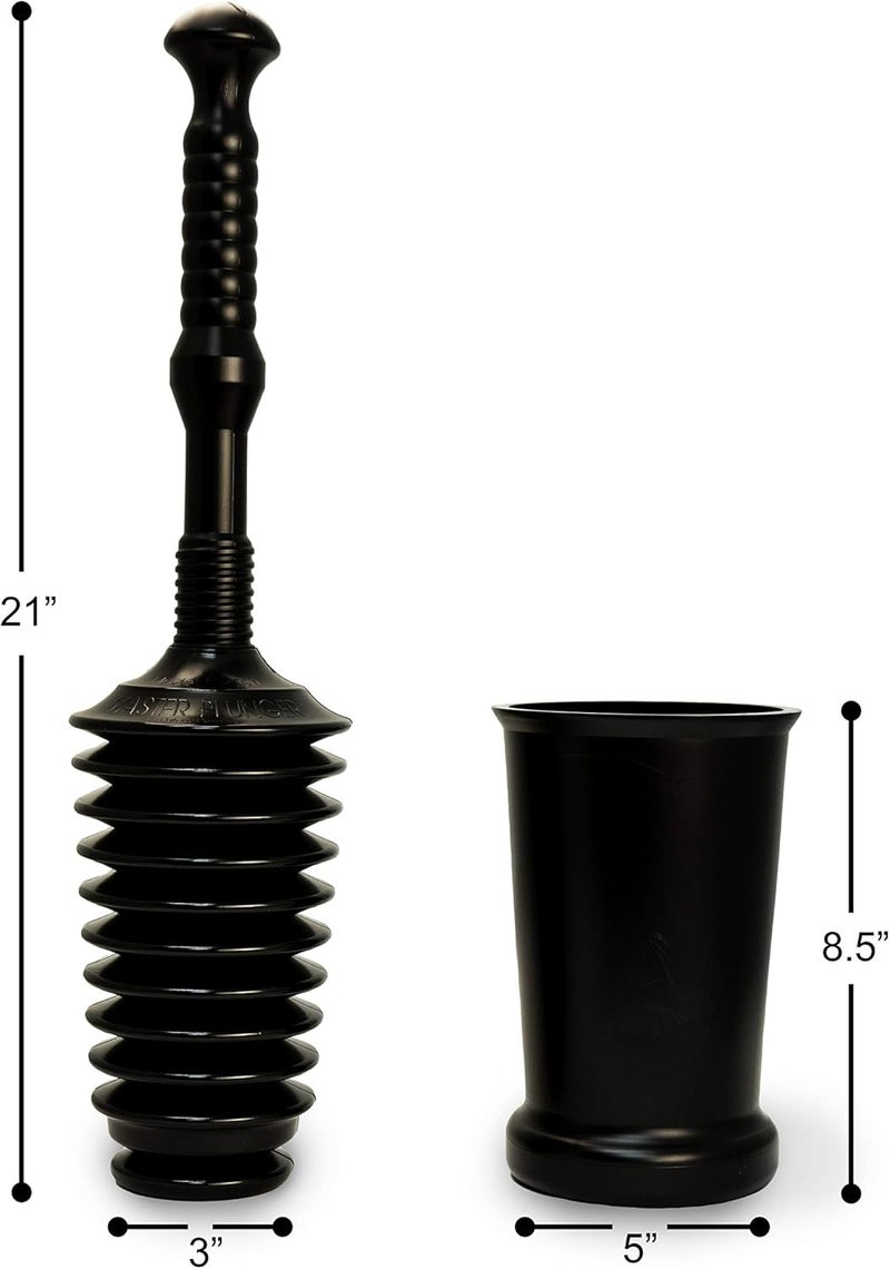 Master Plunger MP500-3TB Heavy Duty Bathroom Toilet Plunger Kit with Tall Bucket. Equipped with Air Release Valve, Black - Image 2