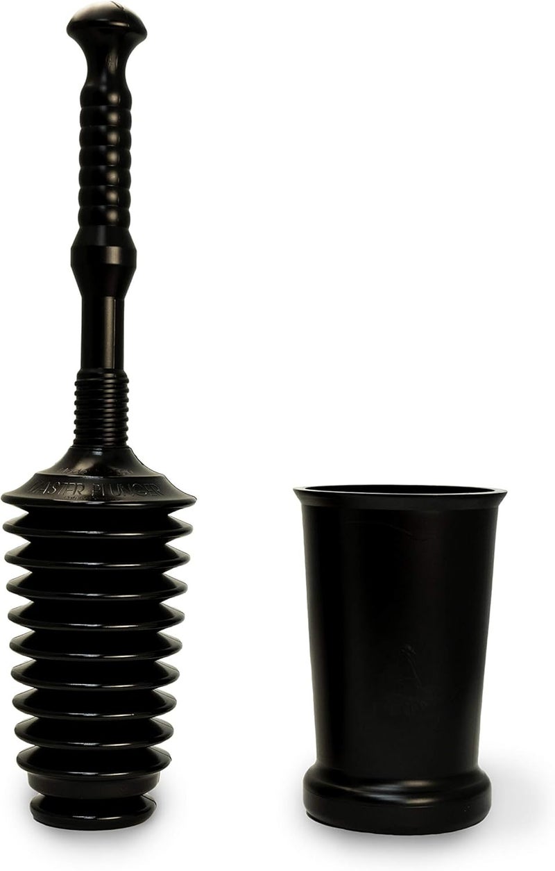 Master Plunger MP500-3TB Heavy Duty Bathroom Toilet Plunger Kit with Tall Bucket. Equipped with Air Release Valve, Black - Image 1