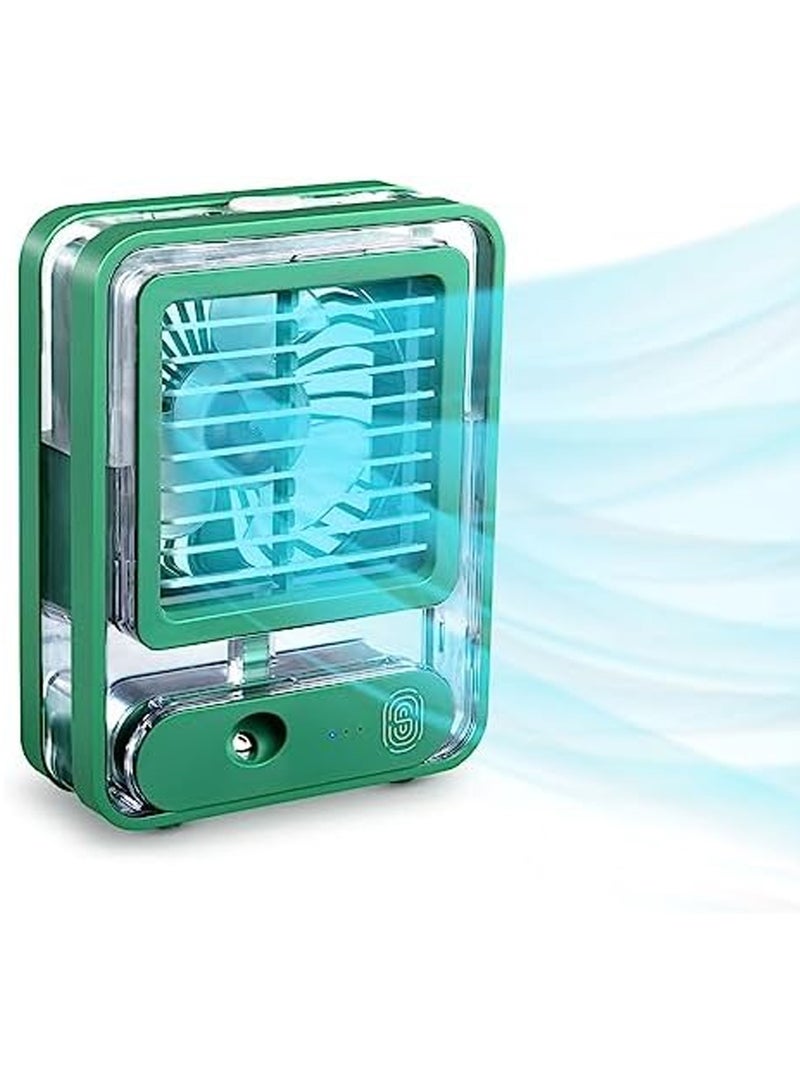 DubaiGallery مروحة مكتب شخصية صغيرة مع رذاذ ضباب، ضوء ليلي LED، مروحة رذاذ ماء كهربائية، مروحة محمولة قابلة لإعادة الشحن عبر USB  - Image 2