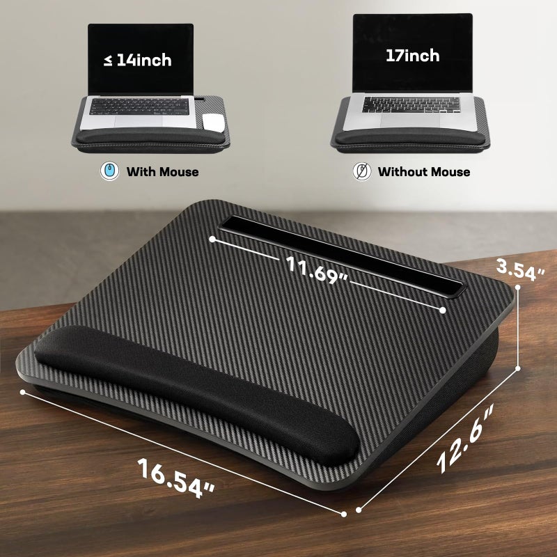 HUANUO Laptop Lap Desk - Portable Lap Desk with Pillow Cushion, Fits up to 15.6 inch Laptop, with Anti-Slip Strip & Storage Function for Home Office Students Use as Computer Laptop Stand- Black - Image 4