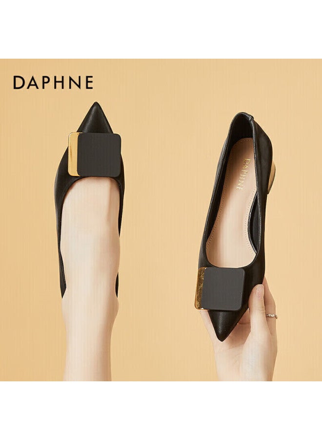 Daphne Women's Flats, Comfortable Versatile Pointed Toe Chunky Heel Work Professional Commuter Shoes 4622101131 Black 35 - Image 1