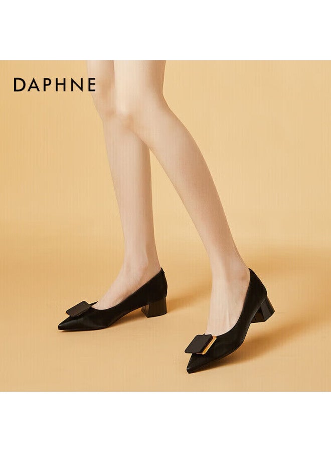 Daphne Women's Flats, Comfortable Versatile Pointed Toe Chunky Heel Work Professional Commuter Shoes 4622101131 Black 35 - Image 4
