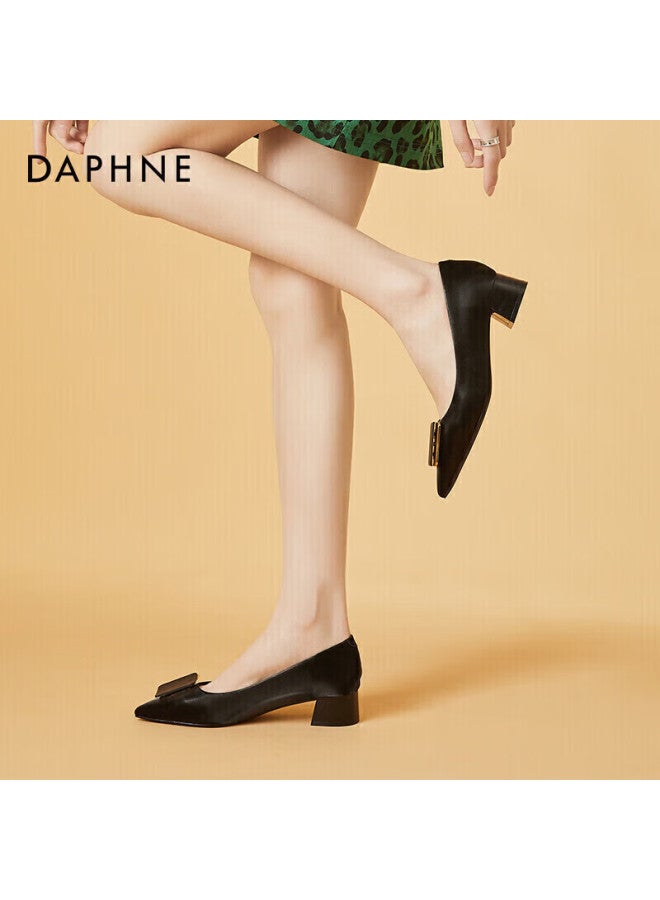 Daphne Women's Flats, Comfortable Versatile Pointed Toe Chunky Heel Work Professional Commuter Shoes 4622101131 Black 35 - Image 5