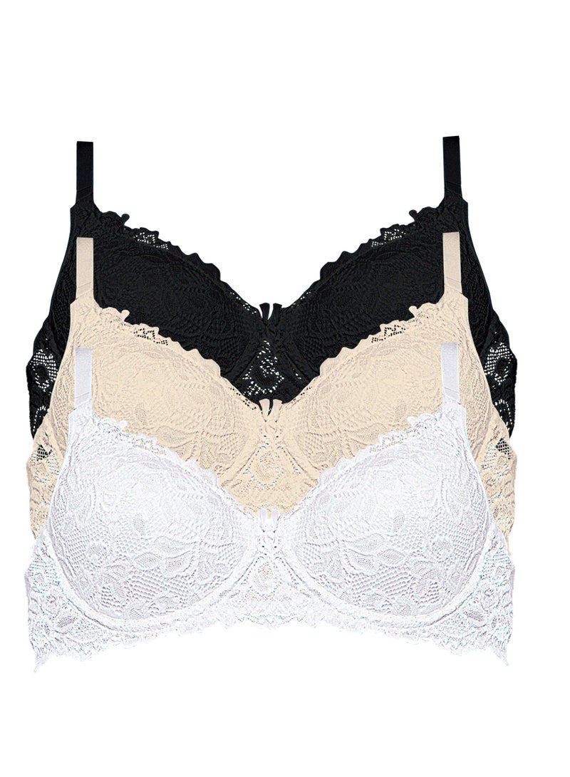 Women's bra embroidered with lace in a modern way that gives you more tenderness and beauty. Unpadded bra for women - Image 2
