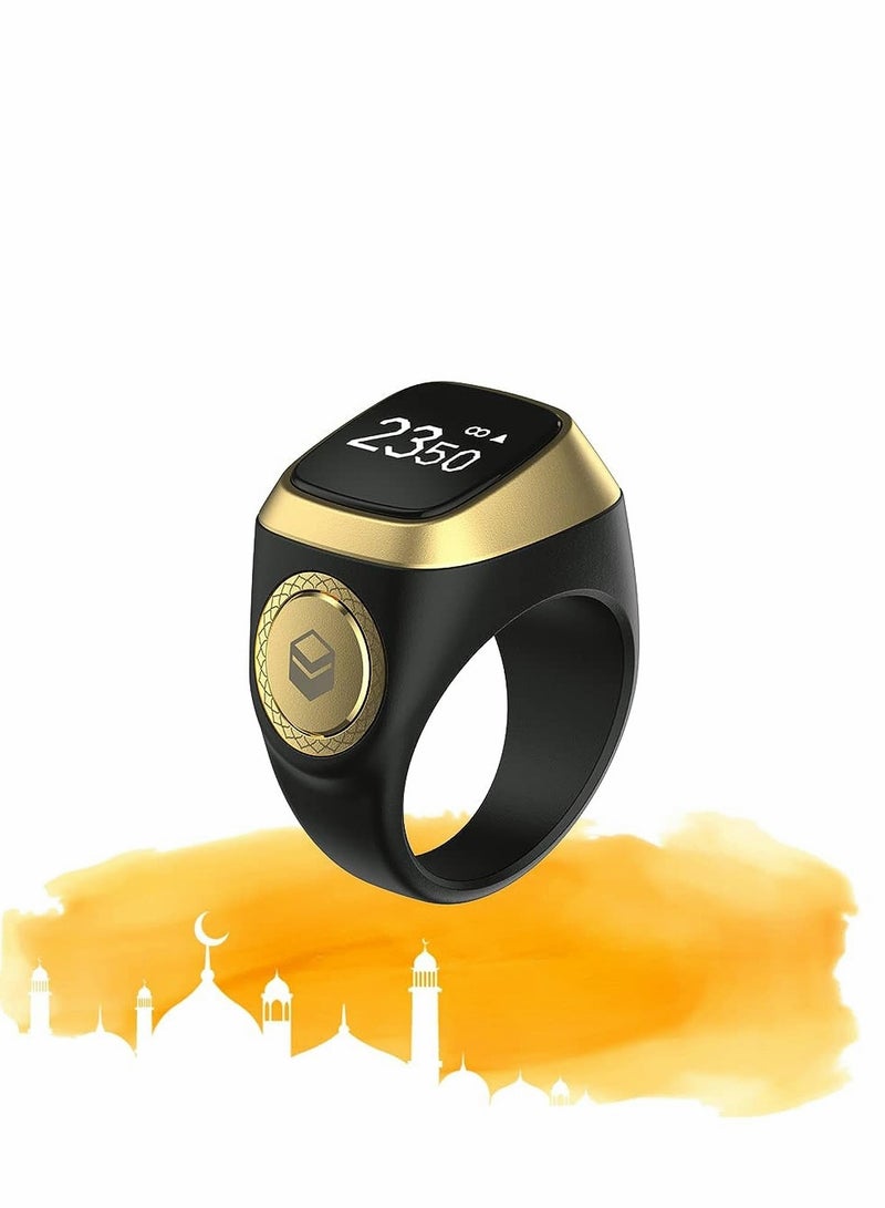 Smart Tasbih Zikr Ring, Prayer timing reminder, OLED display, Tasbih Counter, Smart Ring, Wearable Technology, Waterproof Black - Image 1