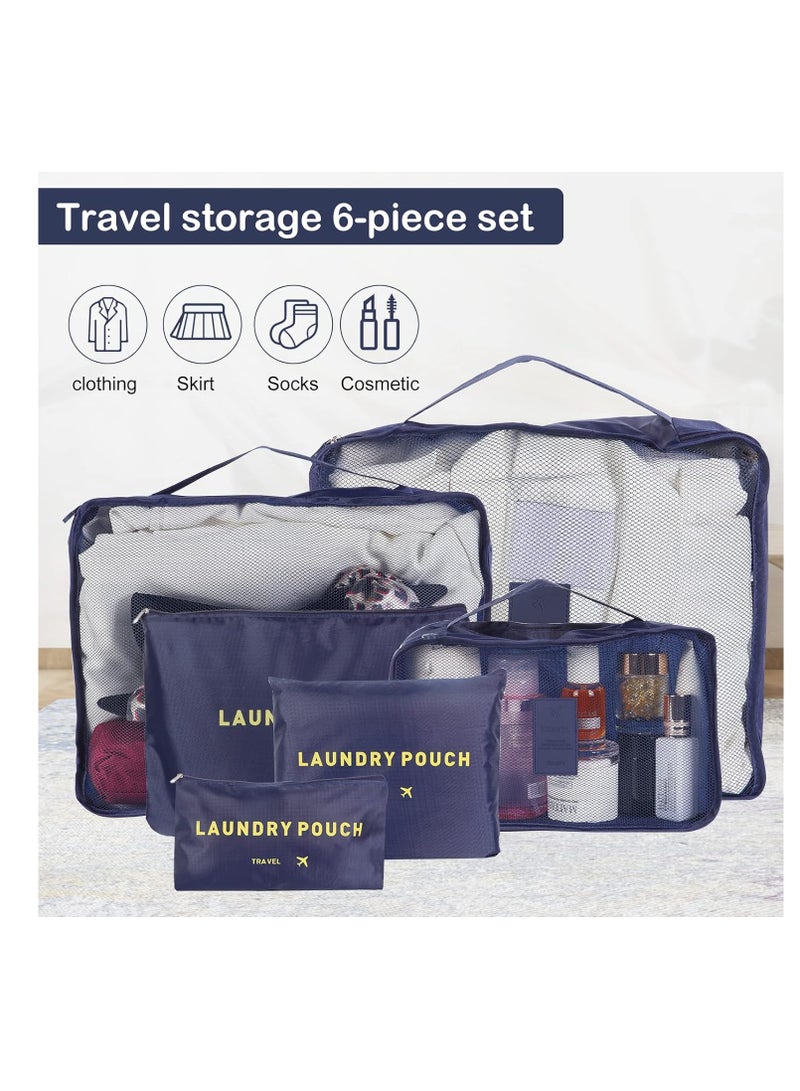 VIUAUAX 6Pcs SET Travel Luggage Organizer Packing Cubes Set Storage Bag Waterproof Laundry Bag Traveling Accessories - Grey  - Image 3