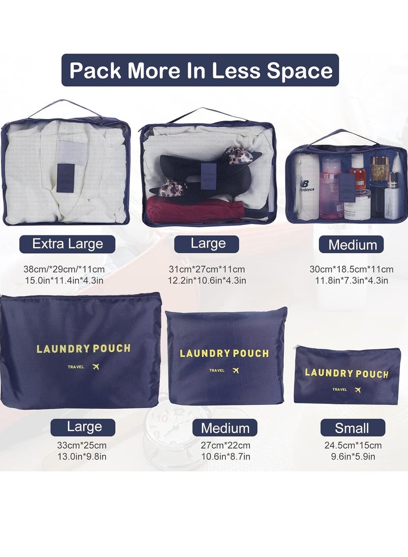 VIUAUAX 6Pcs SET Travel Luggage Organizer Packing Cubes Set Storage Bag Waterproof Laundry Bag Traveling Accessories - Grey  - Image 5