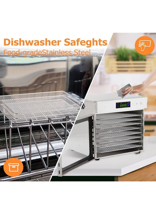 Food Dehydrator, 8 Stainless Steel Trays For Jerky Herbs Fruit, With Digital Timer & Overheat Protection, Recipe Book Included - Image 3