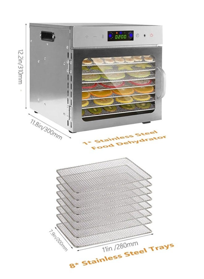 Food Dehydrator, 8 Stainless Steel Trays For Jerky Herbs Fruit, With Digital Timer & Overheat Protection, Recipe Book Included - Image 2