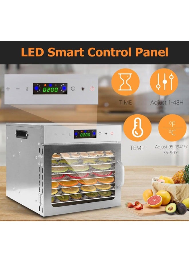 Food Dehydrator, 8 Stainless Steel Trays For Jerky Herbs Fruit, With Digital Timer & Overheat Protection, Recipe Book Included - Image 4