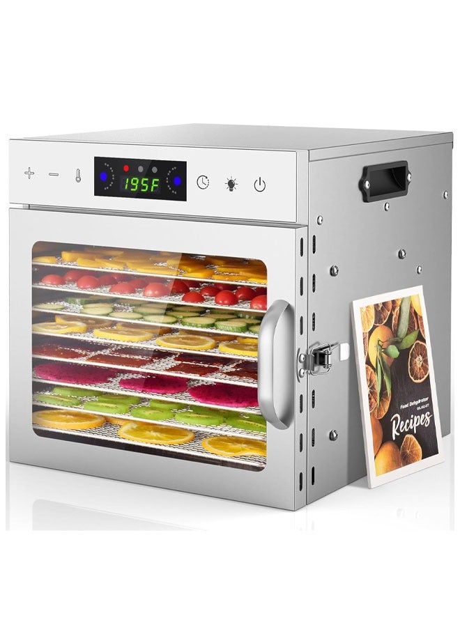 Food Dehydrator, 8 Stainless Steel Trays For Jerky Herbs Fruit, With Digital Timer & Overheat Protection, Recipe Book Included - Image 1