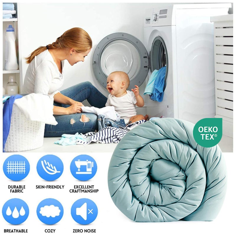 EASELAND Twin Size Down Alternative Comforter - Quilted Duvet Insert for All Seasons, Soft Lightweight with Corner Tabs, Summer Winter Warm Bedding, Aqua 64×88 Inches - Image 2