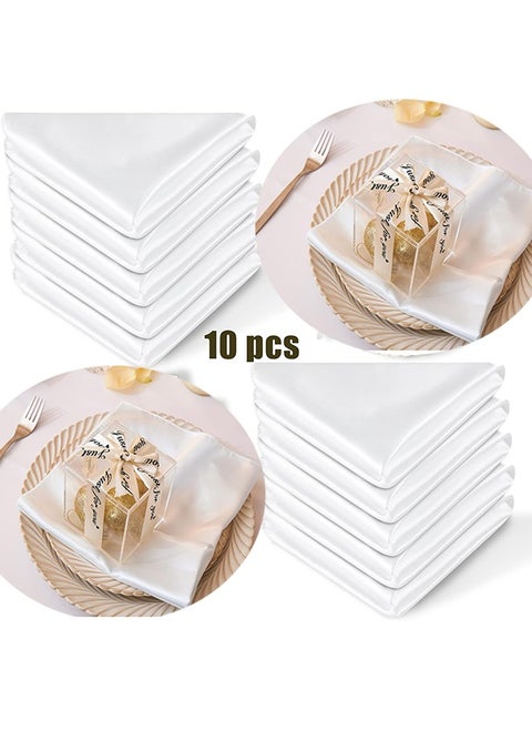10 Pcs Satin Napkins, Square Table Napkins, Soft Dinner Napkins Elegant Silk Napkins for Dinner Wedding Parties, Soft Smooth Fabric Washable Napkins  ﻿