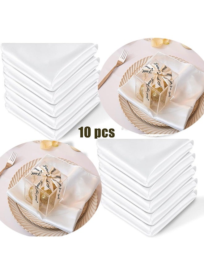 Generic 10 Pcs Satin Napkins, Square Table Napkins, Soft Dinner Napkins Elegant Silk Napkins for Dinner Wedding Parties, Soft Smooth Fabric Washable Napkins  ﻿  - Image 1