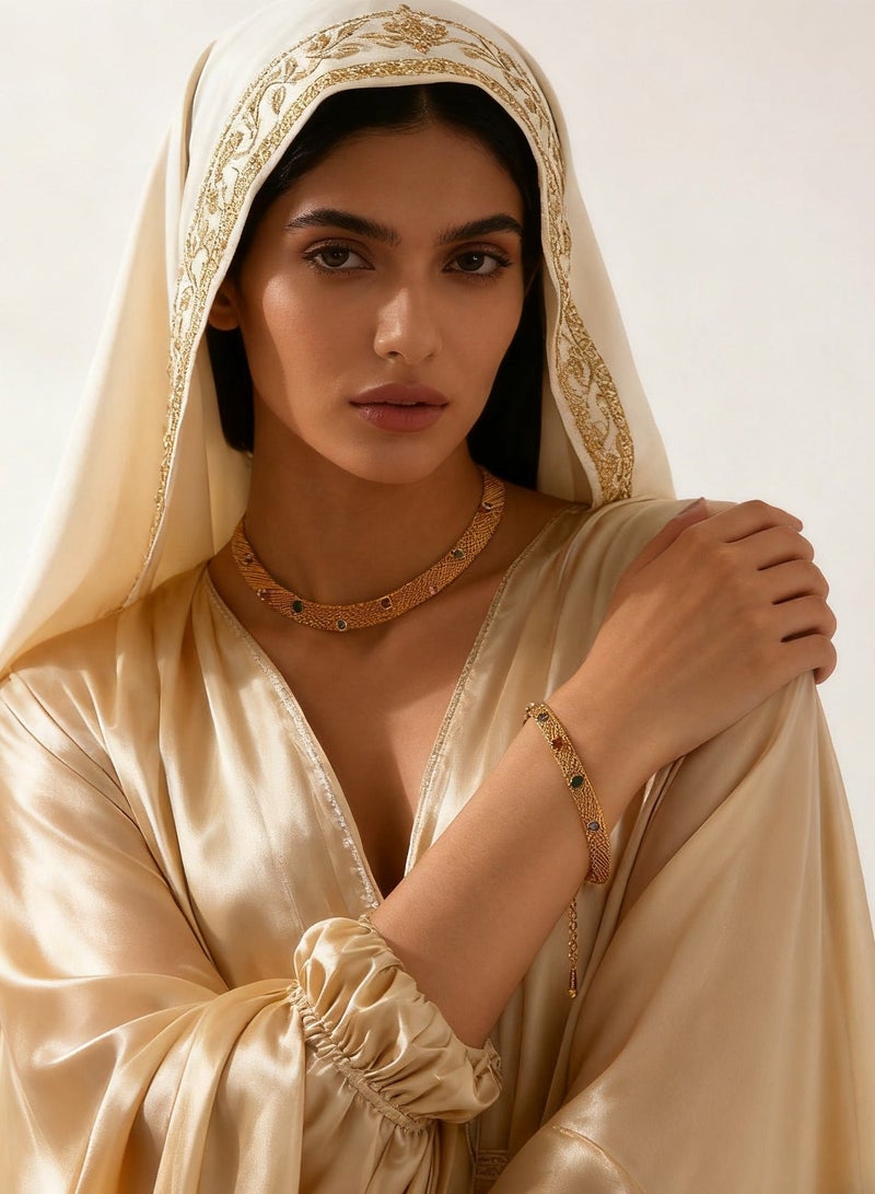 سونداراسوندارا سوار فاخر شبكي مرصع بالياقوت، مطلي بالذهب عيار 18، بسلسلة من فولاذ التيتانيوم للنساء والفتيات، مع علبة هدايا فاخرة — هدية مثالية لعيد الحب، والذكرى السنوية، وأعياد الميلاد، وحفلات التخرج، ورأس السنة الجديدة - Image 4
