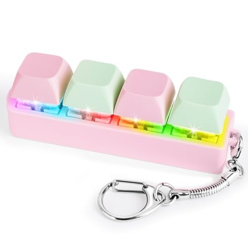 FunisFun Keyboard Fidget Toy for Adults Keyboard Clicker with LED Light Keychain Fidget Stress Relief Sensory Toy - Image 1