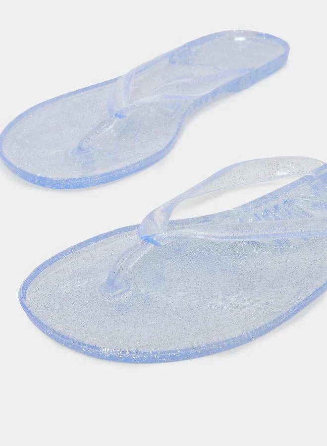 Styli Glossy Glitter Print Flip Flop