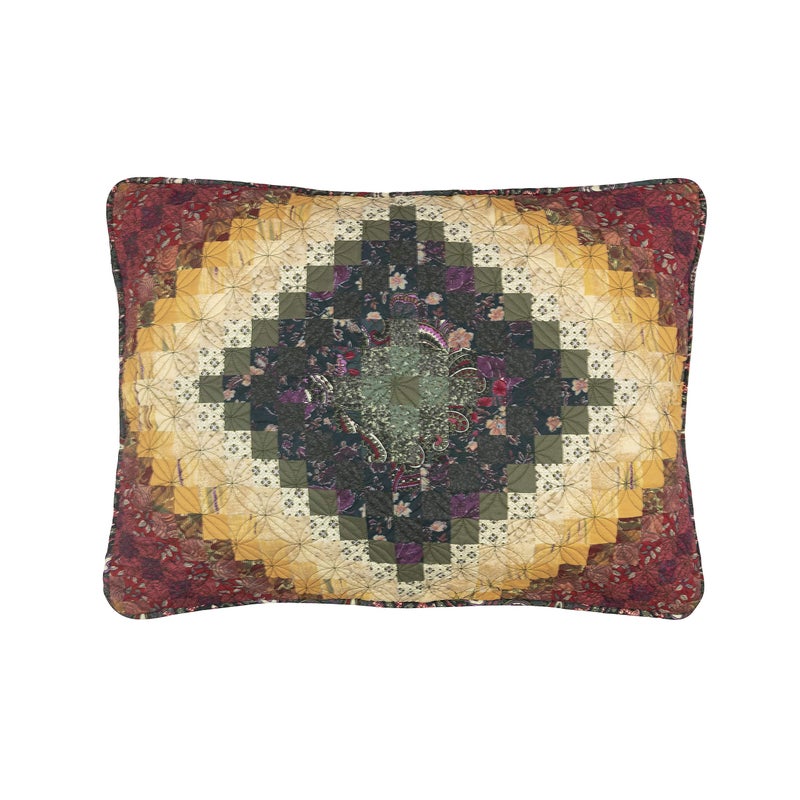Donna Sharp Pillow Sham - Spice Postage Stamp Contemporary Decorative Pillow Cover with Multicolored Pattern - Standard - Image 1