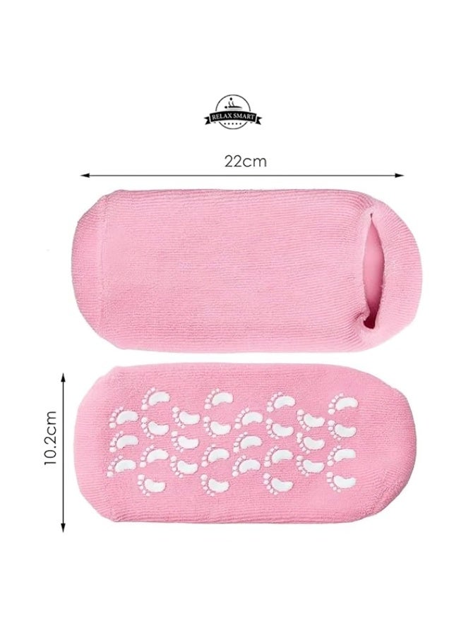 Relax Smart 4 Pieces Silicone Gel Moisturizing Socks – Heel Repair Socks to Soften and Restore Dry, Cracked Feet - Image 4